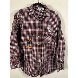 Vintage 90s Acme Clothing Co Long Sleeve Plaid Button Shirt Bugs Daffy Large